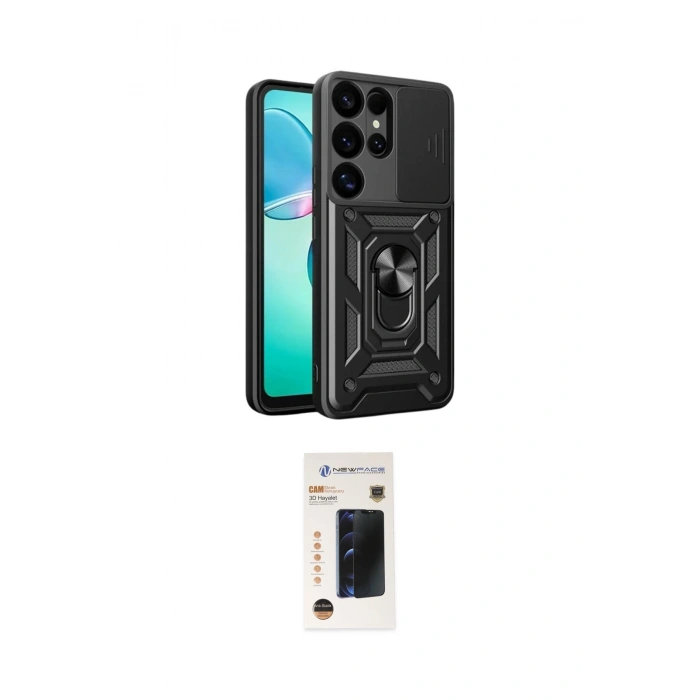 MARSİLYAN™- Galaxy S26 Ultra Kılıf Ahenk Klasik - Siyah 3D Antistatik Hayalet Cam Ekran Koruyucu