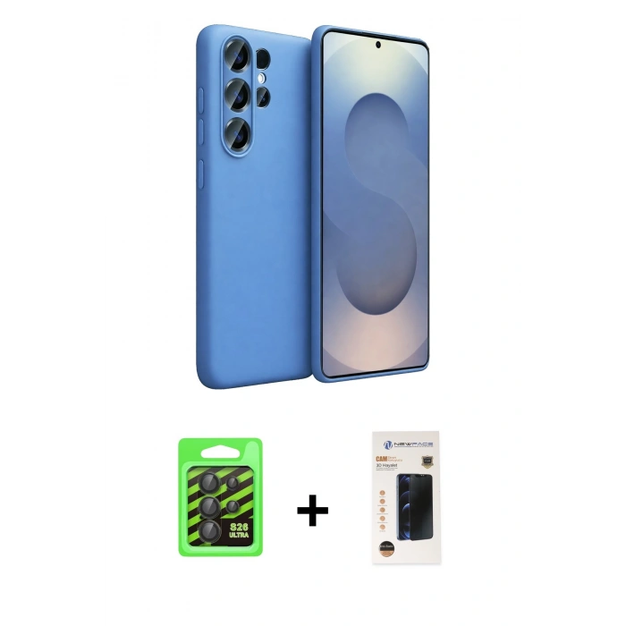 MARSİLYAN™- Galaxy S26 Ultra Kılıf Kozmos Yansıma Özel Seri - Siyah 3D Antistatik Hayalet Cam Ekran Koruyucu + Raze Metal Kamera Lens - SH
