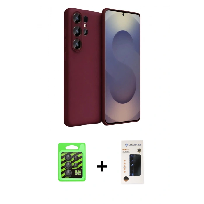 MARSİLYAN™- Galaxy S26 Ultra Kılıf Kozmos Yansıma Özel Seri - Siyah 3D Antistatik Hayalet Cam Ekran Koruyucu + Raze Metal Kamera Lens - SH