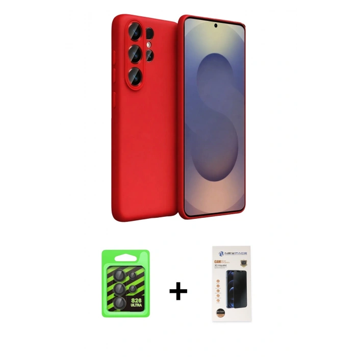 MARSİLYAN™- Galaxy S26 Ultra Kılıf Kozmos Yansıma Özel Seri - Siyah 3D Antistatik Hayalet Cam Ekran Koruyucu + Raze Metal Kamera Lens - SH