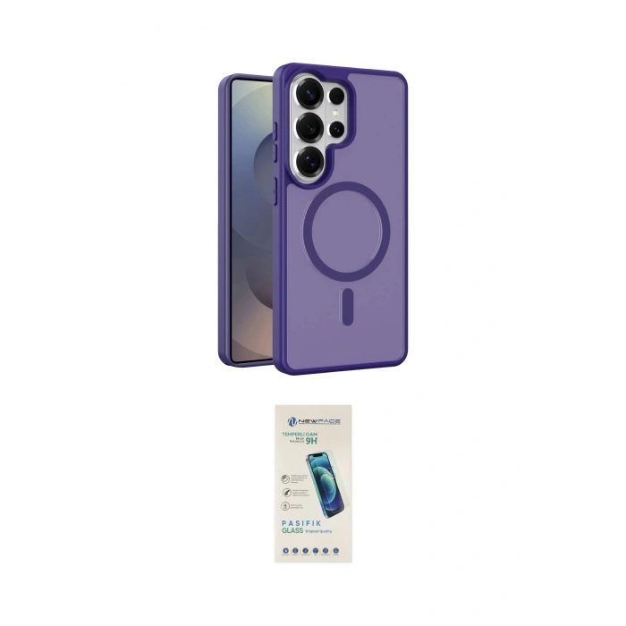 MARSİLYAN™- Galaxy S26 Ultra Kılıf Siluet Minimal Prime - Şeffaf Pasifik Cam Ekran Koruyucu
