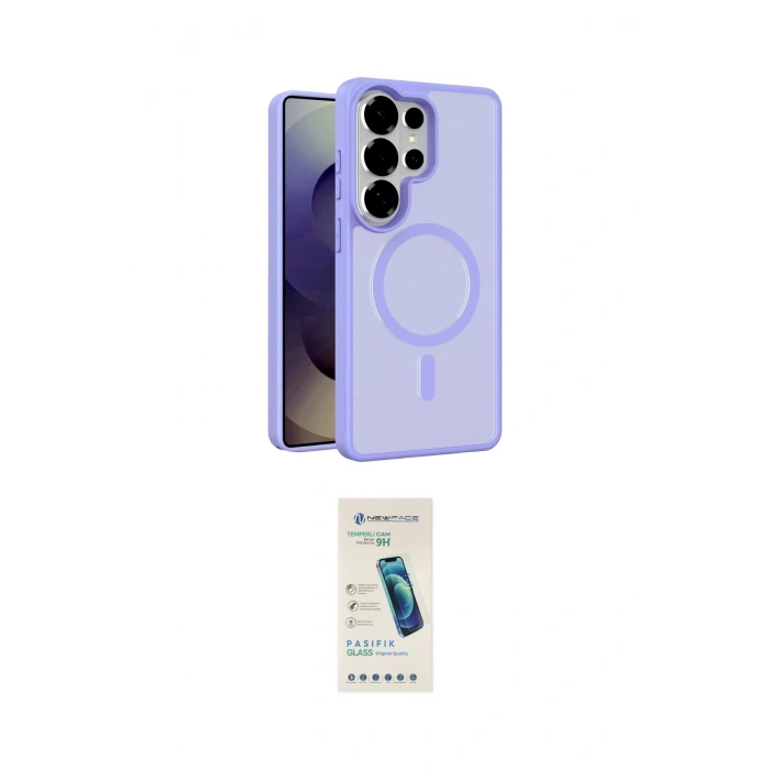 MARSİLYAN™- Galaxy S26 Ultra Kılıf Siluet Minimal Prime - Şeffaf Pasifik Cam Ekran Koruyucu