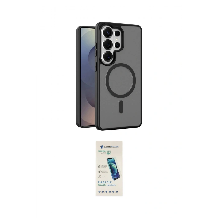 MARSİLYAN™- Galaxy S26 Ultra Kılıf Siluet Minimal Prime - Şeffaf Pasifik Cam Ekran Koruyucu