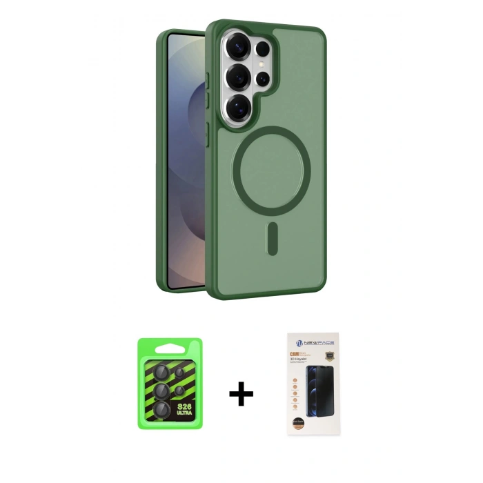 MARSİLYAN™- Galaxy S26 Ultra Kılıf Siluet Minimal Prime - Siyah 3D Antistatik Hayalet Cam Ekran Koruyucu + Raze Metal Kamera Lens - SH