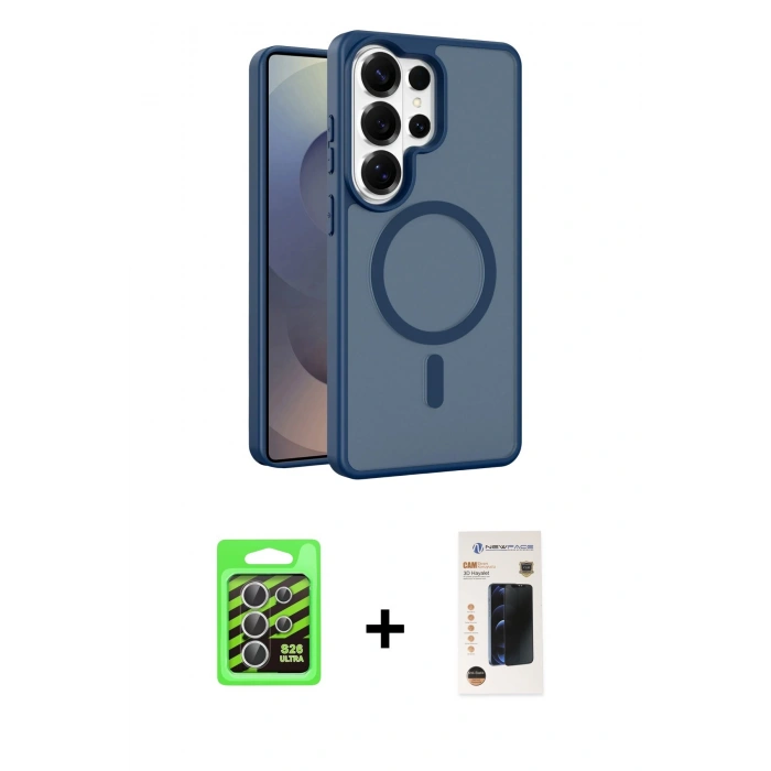MARSİLYAN™- Galaxy S26 Ultra Kılıf Siluet Minimal Prime - Siyah 3D Antistatik Hayalet Cam Ekran Koruyucu + Raze Metal Kamera Lens - GS