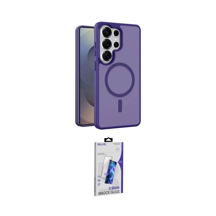 MARSİLYAN™- Galaxy S26 Ultra Kılıf Siluet Minimal Prime - Siyah Bilvis 3D Cam Ekran Koruyucu