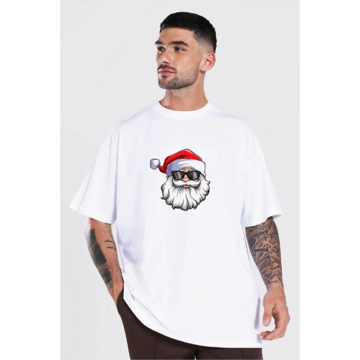 MARSiLYAN- Gözlüklü Noel Baba T-shirt - Beyaz