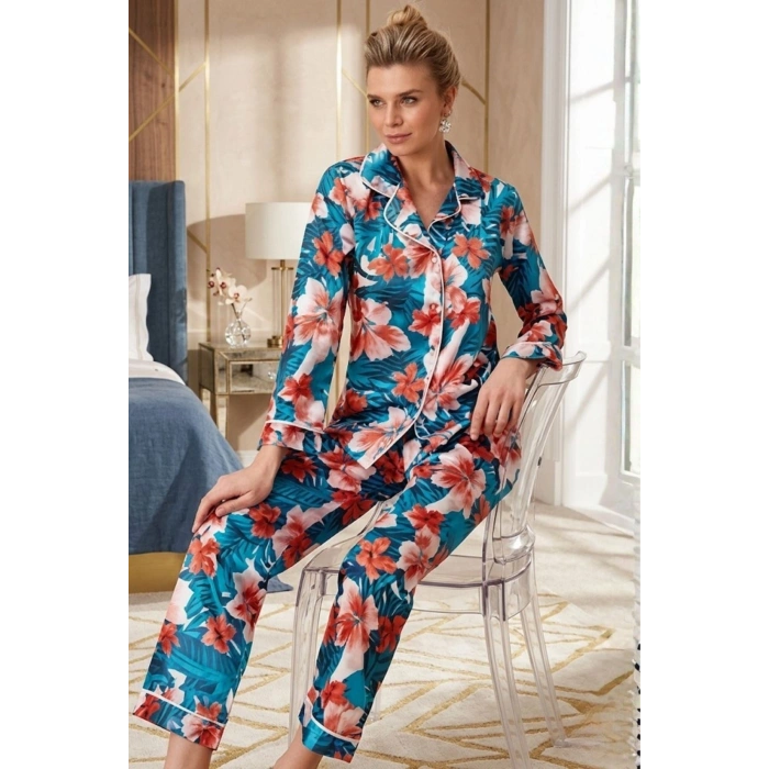 MARSiLYAN- Gül Desenli Pijama Takımı KADIN NURT5654