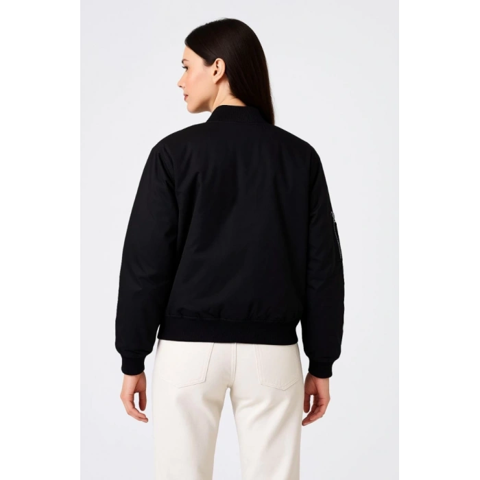 MARSiLYAN- Içi Astarlı Fermuarlı Bomber Mont Ceket - Siyah