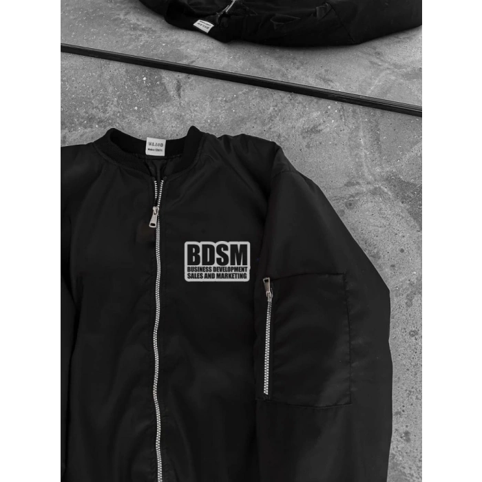 MARSiLYAN- İçi Kapitone Astarlı Tam Kalıp Baskılı Bomber Ceket - Siyah