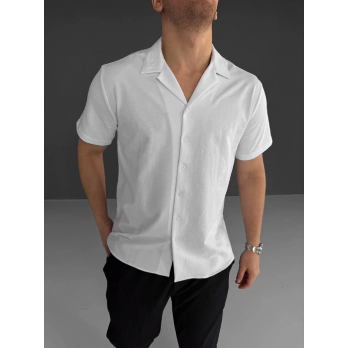 MARSiLYAN- İki İplik Kumaş  Gömlek - Beyaz