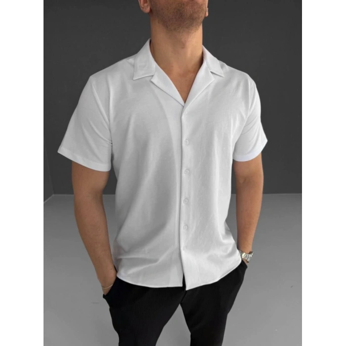 MARSiLYAN- İki İplik Kumaş  Gömlek - Beyaz