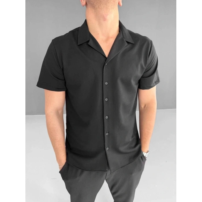 MARSiLYAN- İki İplik Kumaş Gömlek - Siyah