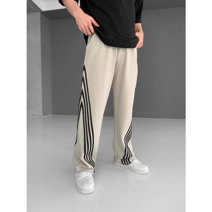 MARSiLYAN- İki İplik Kumaş Şeritli Alt Esofman - Bej