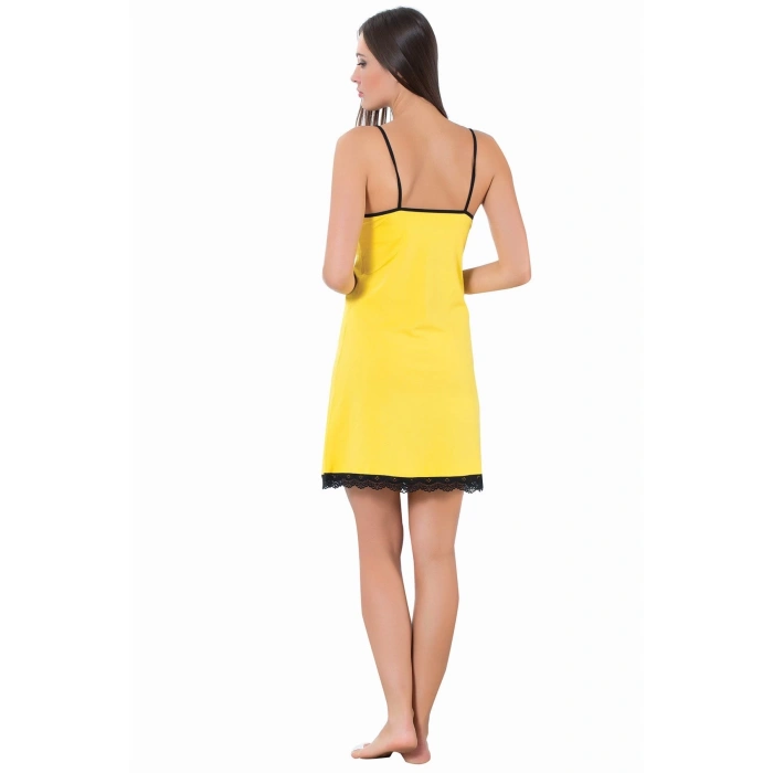 MARSiLYAN- İp Askılı Gecelik Sarı - Siyah