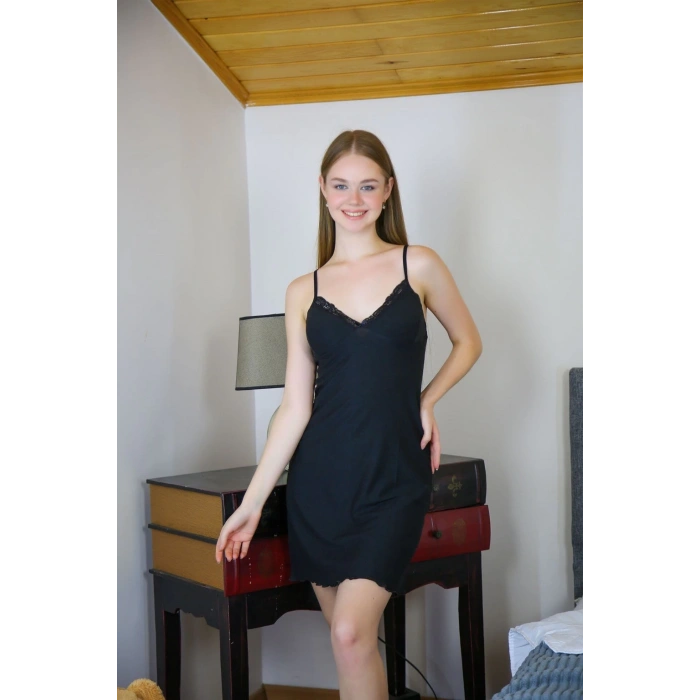 MARSiLYAN- İp Askılı Gecelik Siyah