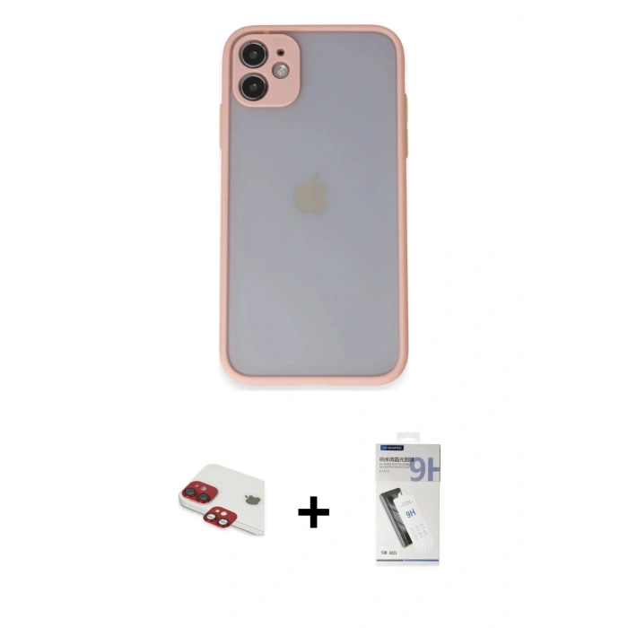 MARSİLYAN™- iPhone 11 Kılıf Ahenk Çizgi Serisi - Şeffaf Uv Polymer Nano Ekran Koruyucu + Pers Alüminyum Kamera Lens - KI