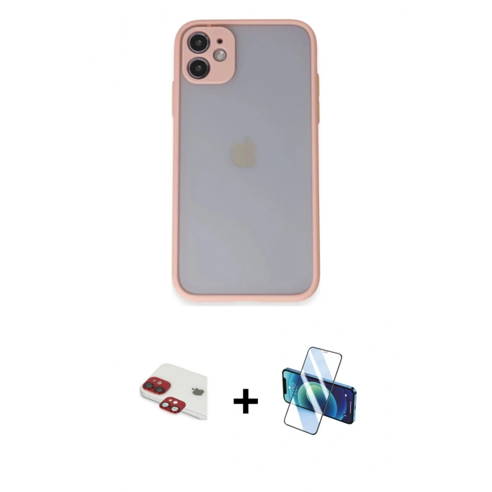 MARSİLYAN™- iPhone 11 Kılıf Ahenk Çizgi Serisi - Siyah 3D Antistatik Seramik Nano Ekran Koruyucu + Pers Alüminyum Kamera Lens - KI