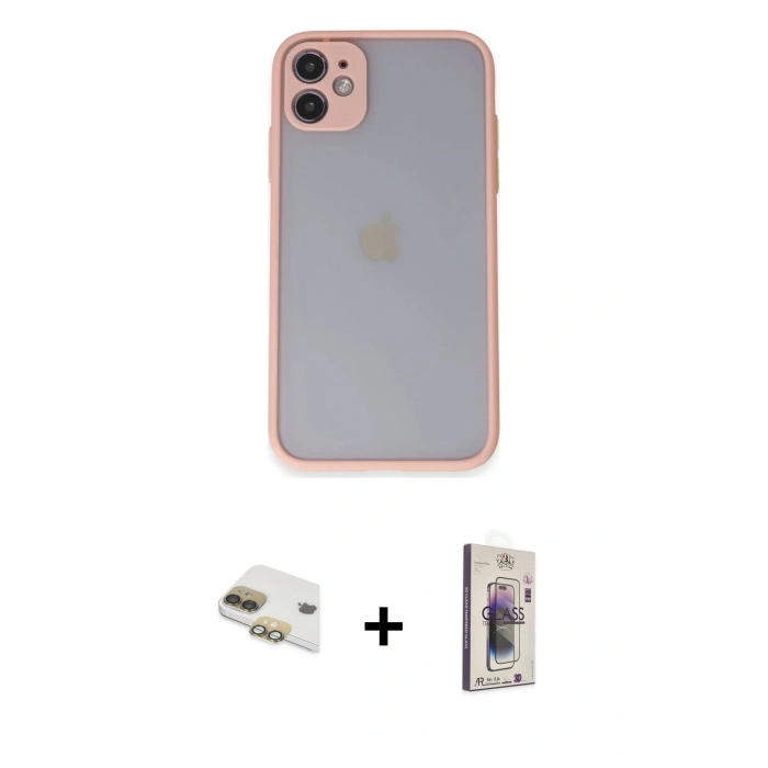 MARSİLYAN™- iPhone 11 Kılıf Ahenk Çizgi Serisi - Siyah Bilvis 3D Cam Ekran Koruyucu + Pers Alüminyum Kamera Lens - GD