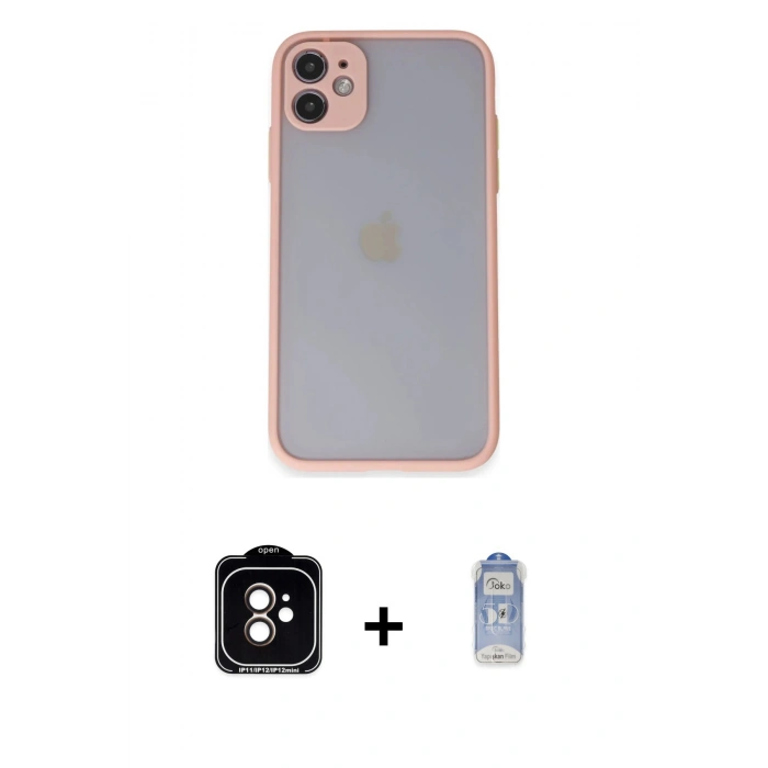 MARSİLYAN™- iPhone 11 Kılıf Ahenk Çizgi Serisi - Siyah Joko Magic 5D Cam + PVD Metal Kamera Lens - TU