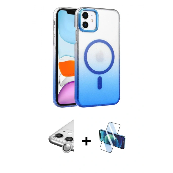 MARSİLYAN™- iPhone 11 Kılıf Ahenk Doku Özel Seri - Siyah 3D Antistatik Seramik Nano Ekran Koruyucu + Raze Metal Kamera Lens - GS