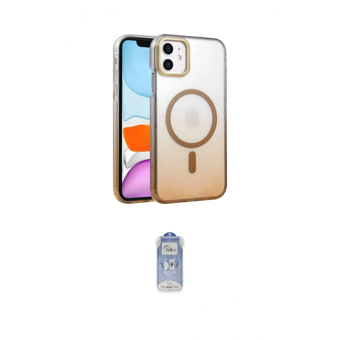 MARSİLYAN™- iPhone 11 Kılıf Ahenk Doku Özel Seri - Siyah Joko Magic 5D Cam