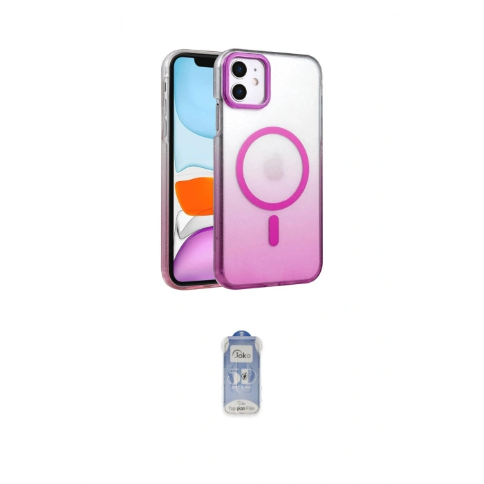 MARSİLYAN™- iPhone 11 Kılıf Ahenk Doku Özel Seri - Siyah Joko Magic 5D Cam
