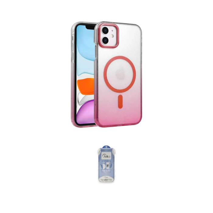 MARSİLYAN™- iPhone 11 Kılıf Ahenk Doku Özel Seri - Siyah Joko Magic 5D Cam
