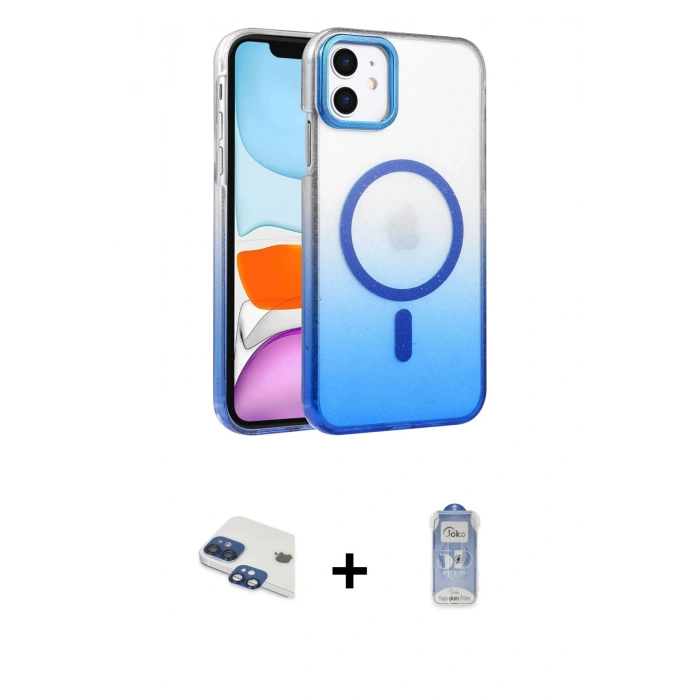 MARSİLYAN™- iPhone 11 Kılıf Ahenk Doku Özel Seri - Siyah Joko Magic 5D Cam + Pers Alüminyum Kamera Lens - LT