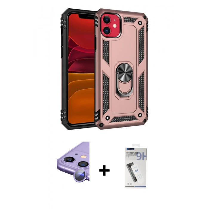 MARSİLYAN™- iPhone 11 Kılıf Ahenk Klasik Koleksiyonu - Şeffaf Uv Polymer Nano Ekran Koruyucu + Raze Metal Kamera Lens - MR