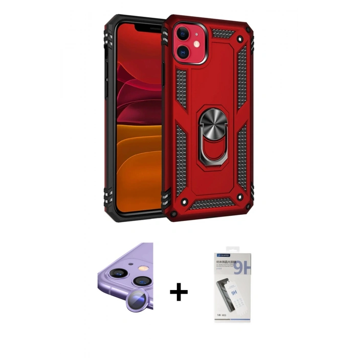 MARSİLYAN™- iPhone 11 Kılıf Ahenk Klasik Koleksiyonu - Şeffaf Uv Polymer Nano Ekran Koruyucu + Raze Metal Kamera Lens - MR
