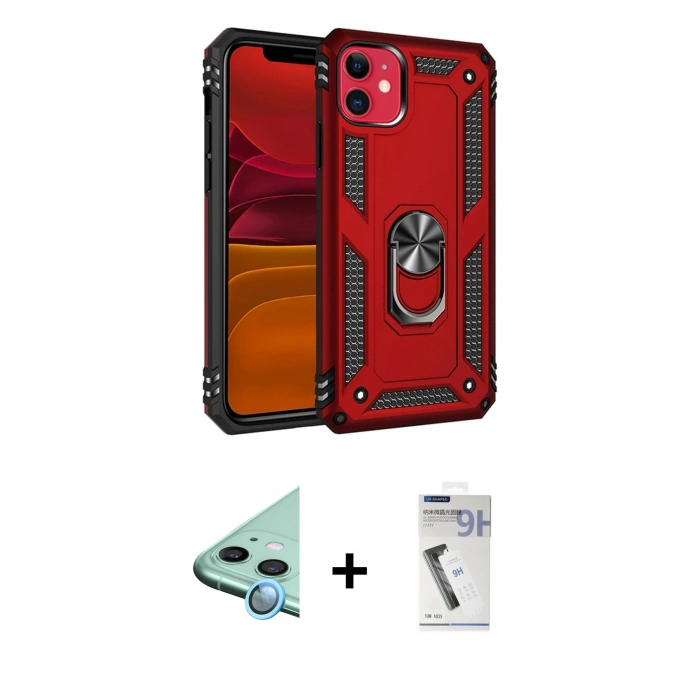 MARSİLYAN™- iPhone 11 Kılıf Ahenk Klasik Koleksiyonu - Şeffaf Uv Polymer Nano Ekran Koruyucu + Raze Metal Kamera Lens - MI