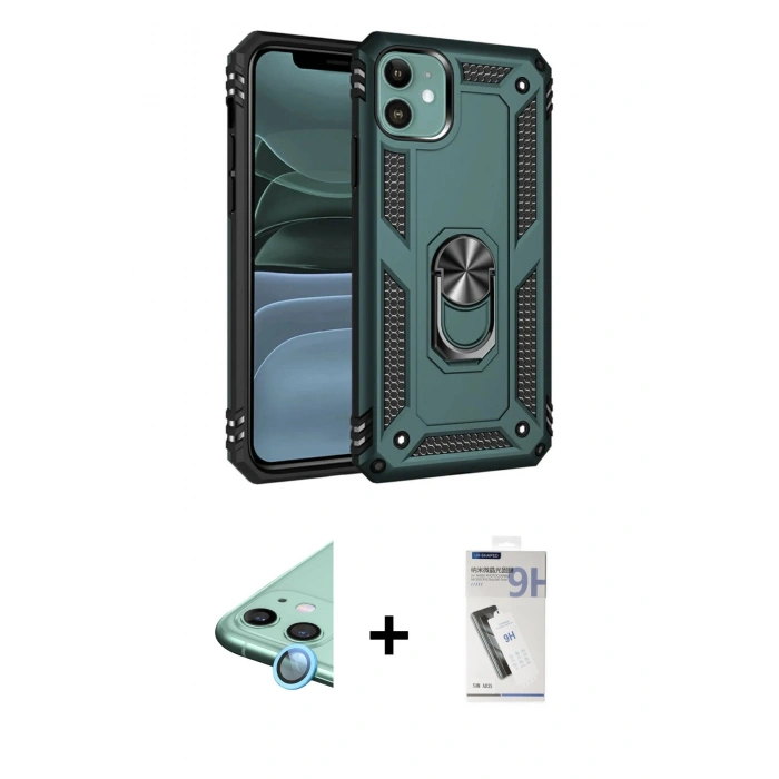 MARSİLYAN™- iPhone 11 Kılıf Ahenk Klasik Koleksiyonu - Şeffaf Uv Polymer Nano Ekran Koruyucu + Raze Metal Kamera Lens - MI