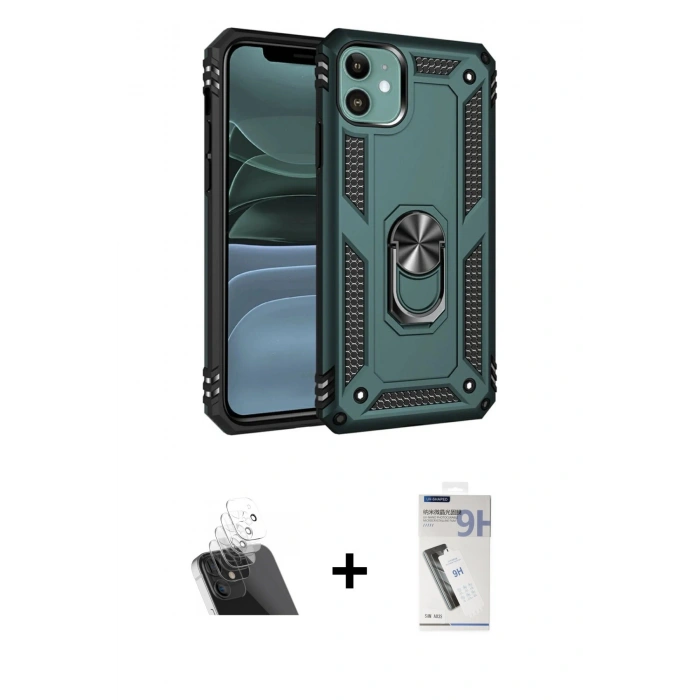 MARSİLYAN™- iPhone 11 Kılıf Ahenk Klasik Koleksiyonu - Şeffaf Uv Polymer Nano Ekran Koruyucu + Kamera Lens Koruma Cam - SF