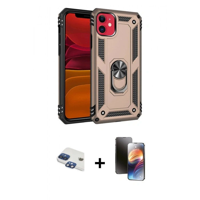 MARSİLYAN™- iPhone 11 Kılıf Ahenk Klasik Koleksiyonu - Siyah 3D Antistatik Mat Seramik Nano Ekran Koruyucu + Pers Alüminyum Kamera Lens - LT