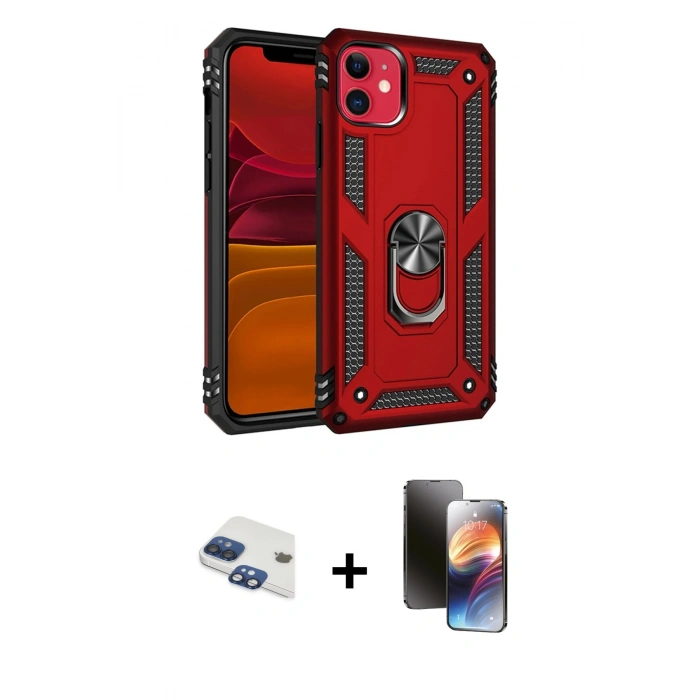 MARSİLYAN™- iPhone 11 Kılıf Ahenk Klasik Koleksiyonu - Siyah 3D Antistatik Mat Seramik Nano Ekran Koruyucu + Pers Alüminyum Kamera Lens - LT