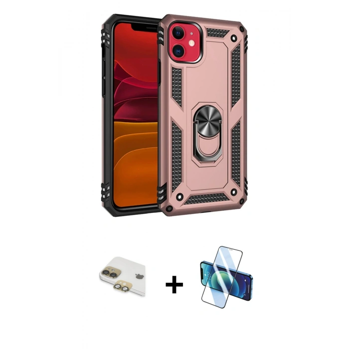 MARSİLYAN™- iPhone 11 Kılıf Ahenk Klasik Koleksiyonu - Siyah 3D Antistatik Seramik Nano Ekran Koruyucu + Pers Alüminyum Kamera Lens - GD