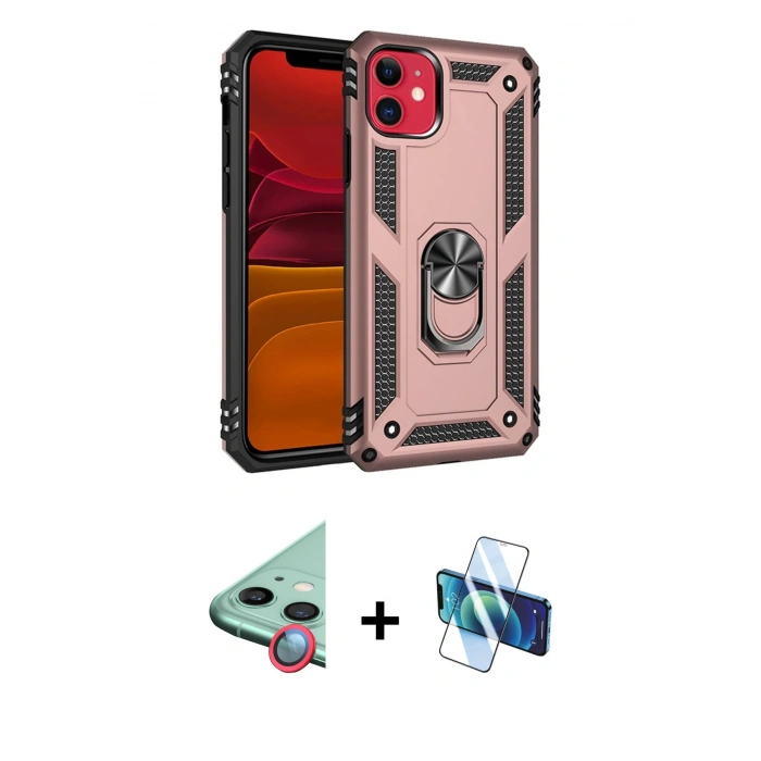 MARSİLYAN™- iPhone 11 Kılıf Ahenk Klasik Koleksiyonu - Siyah 3D Antistatik Seramik Nano Ekran Koruyucu + Raze Metal Kamera Lens - KI