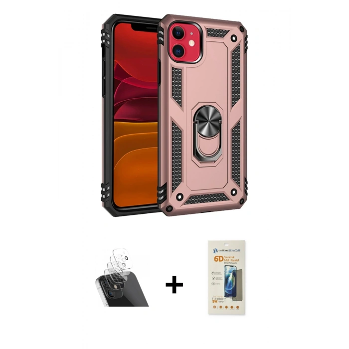 MARSİLYAN™- iPhone 11 Kılıf Ahenk Klasik Koleksiyonu - Siyah 6D Mat Seramik Hayalet Nano Ekran Koruyucu + Kamera Lens Koruma Cam - SF