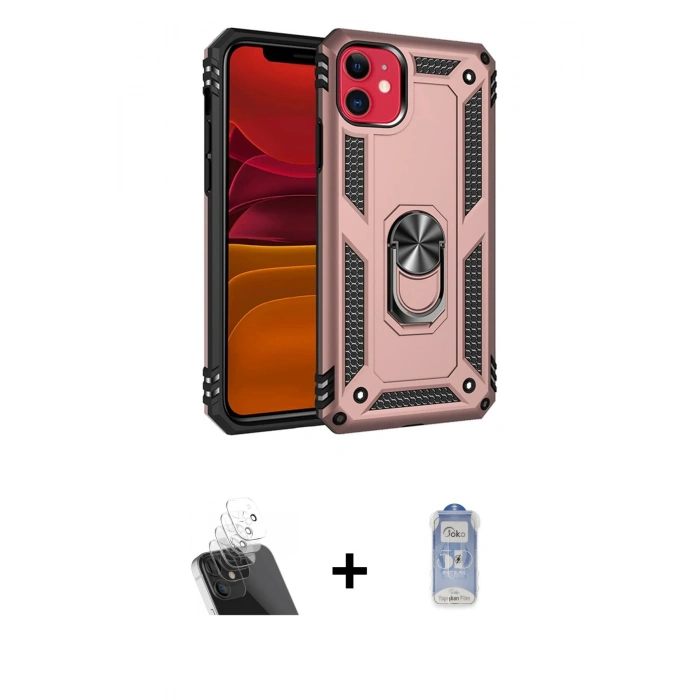 MARSİLYAN™- iPhone 11 Kılıf Ahenk Klasik Koleksiyonu - Siyah Joko Magic 5D Cam + Kamera Lens Koruma Cam - SF