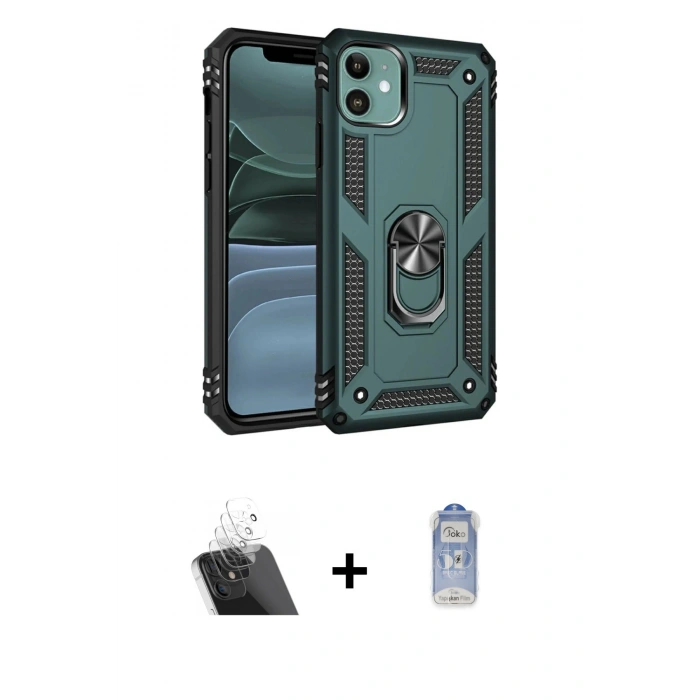 MARSİLYAN™- iPhone 11 Kılıf Ahenk Klasik Koleksiyonu - Siyah Joko Magic 5D Cam + Kamera Lens Koruma Cam - SF