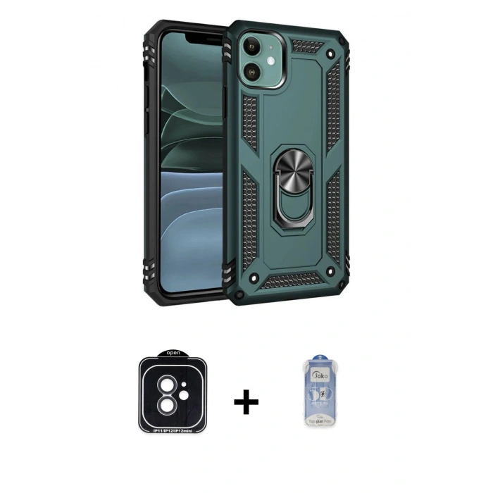 MARSİLYAN™- iPhone 11 Kılıf Ahenk Klasik Koleksiyonu - Siyah Joko Magic 5D Cam + PVD Metal Kamera Lens - SH