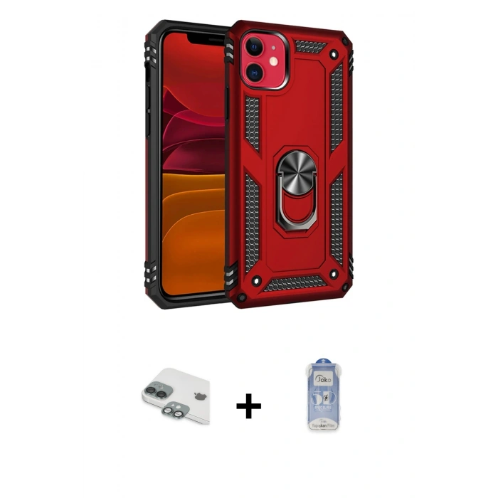 MARSİLYAN™- iPhone 11 Kılıf Ahenk Klasik Koleksiyonu - Siyah Joko Magic 5D Cam + Pers Alüminyum Kamera Lens - YL