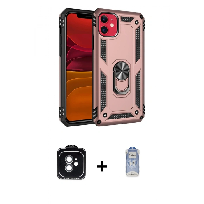MARSİLYAN™- iPhone 11 Kılıf Ahenk Klasik Koleksiyonu - Siyah Joko Magic 5D Cam + PVD Metal Kamera Lens - YL
