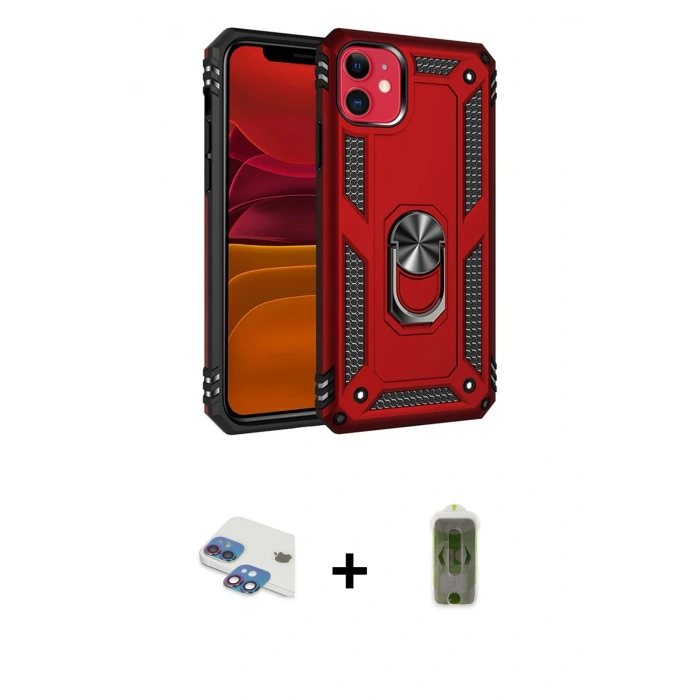 MARSİLYAN™- iPhone 11 Kılıf Ahenk Klasik Koleksiyonu - Siyah Joko Magic 5D Hayalet Cam + Pers Alüminyum Kamera Lens - GI