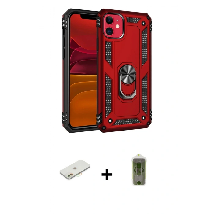 MARSİLYAN™- iPhone 11 Kılıf Ahenk Klasik Koleksiyonu - Siyah Joko Magic 5D Hayalet Cam + Renkli Kamera Lens Koruma Cam - TU