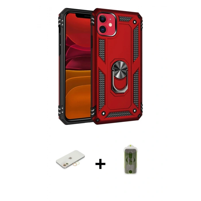 MARSİLYAN™- iPhone 11 Kılıf Ahenk Klasik Koleksiyonu - Siyah Joko Magic 5D Hayalet Cam + Renkli Kamera Lens Koruma Cam - SI