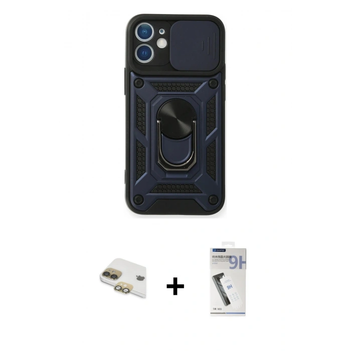 MARSİLYAN™- iPhone 11 Kılıf Ahenk Klasik - Şeffaf Uv Polymer Nano Ekran Koruyucu + Pers Alüminyum Kamera Lens - GD