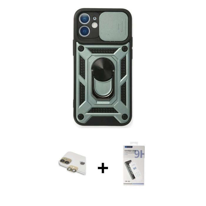 MARSİLYAN™- iPhone 11 Kılıf Ahenk Klasik - Şeffaf Uv Polymer Nano Ekran Koruyucu + Pers Alüminyum Kamera Lens - GD