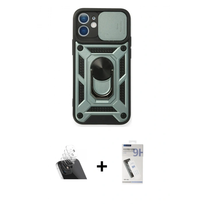 MARSİLYAN™- iPhone 11 Kılıf Ahenk Klasik - Şeffaf Uv Polymer Nano Ekran Koruyucu + Kamera Lens Koruma Cam - SF